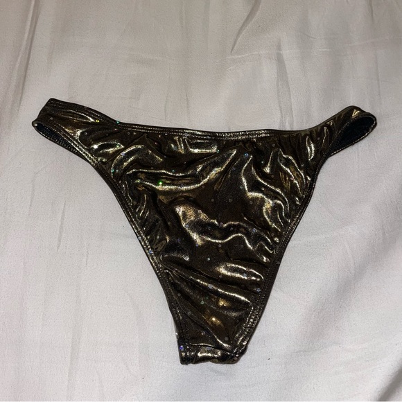 NWT Dippin’ Daisy’s Gold and Black Glittery Bikini Bottom - Picture 4 of 6